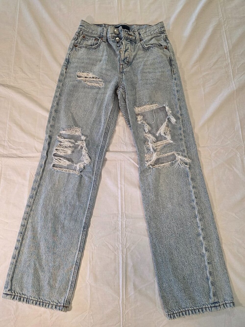 Aeropostale Jeans 90s Baggy Women's Juniors 0-Regular Blue Distressed Vintage